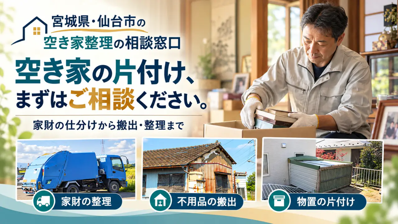 宮城県・仙台市の空き家整理の相談窓口。空き家の片付け、まずはご相談ください。家財の仕分けから搬出・整理まで