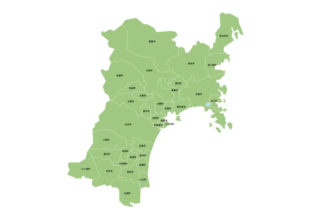 宮城県の対応エリアの地図